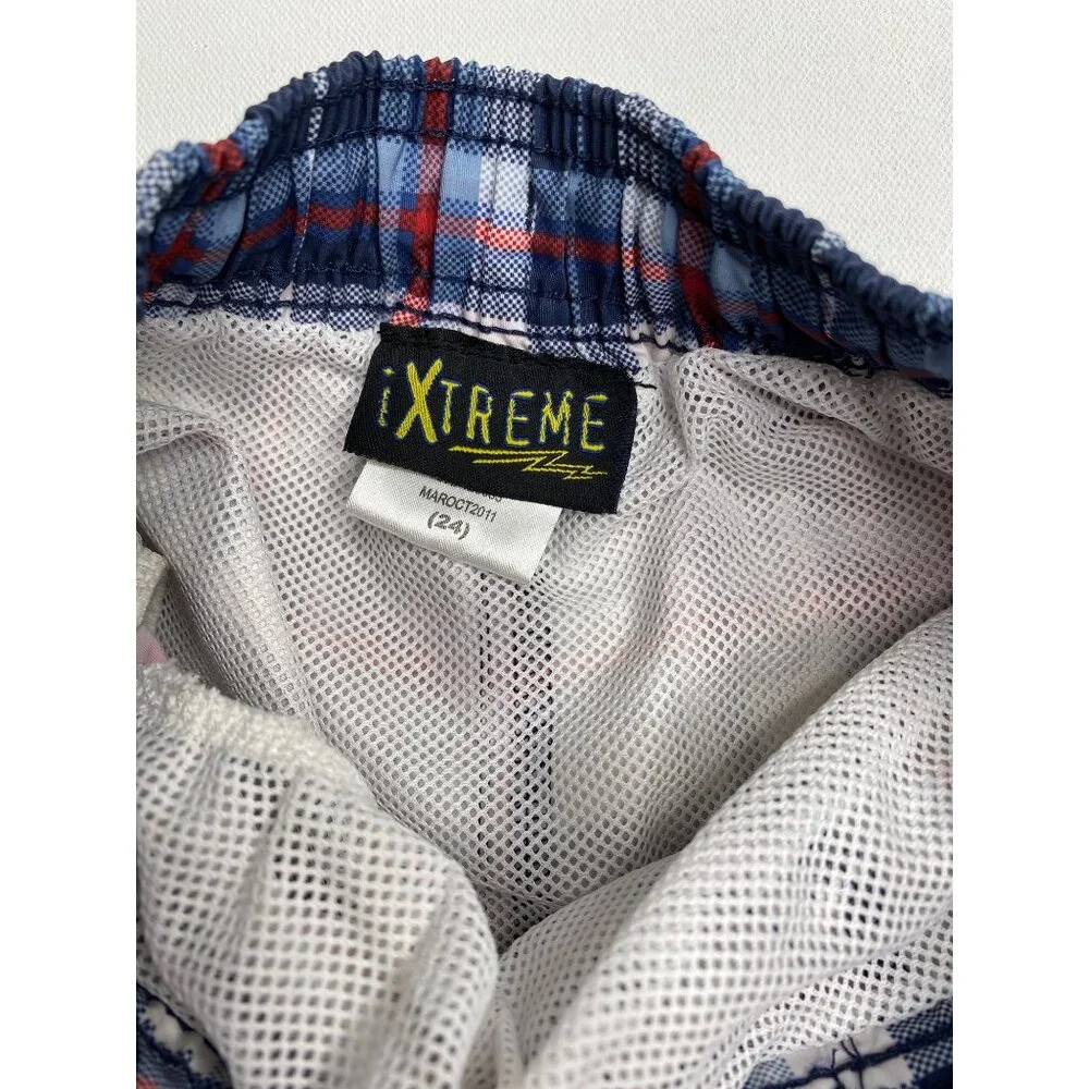 Xtreme Boys Toddler Blue Plaid Swim Trunks Shorts 24 months